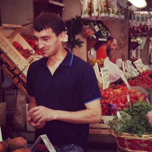 Vegetable Vendor, Rialto Market, Venice, by Charlie Grosso