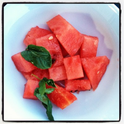 Watermelon Salad with Mint Syrup by Charlie Grosso