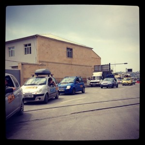 Ralliers heading for Turkmenistan via Caspian Sea, by Charlie Grosso