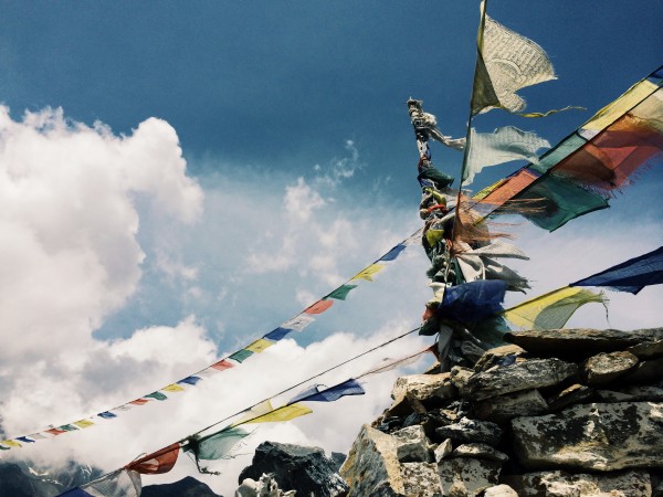 Prayer flags, Annapurna Circuit, Nepal, by Charlie Grosso
